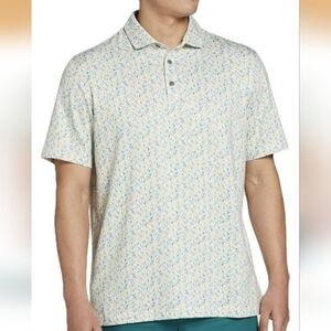 Walter Hagen Men's Clubhouse Fresco Ditsy Print Polo Fresco Lemon Sorbet Print S